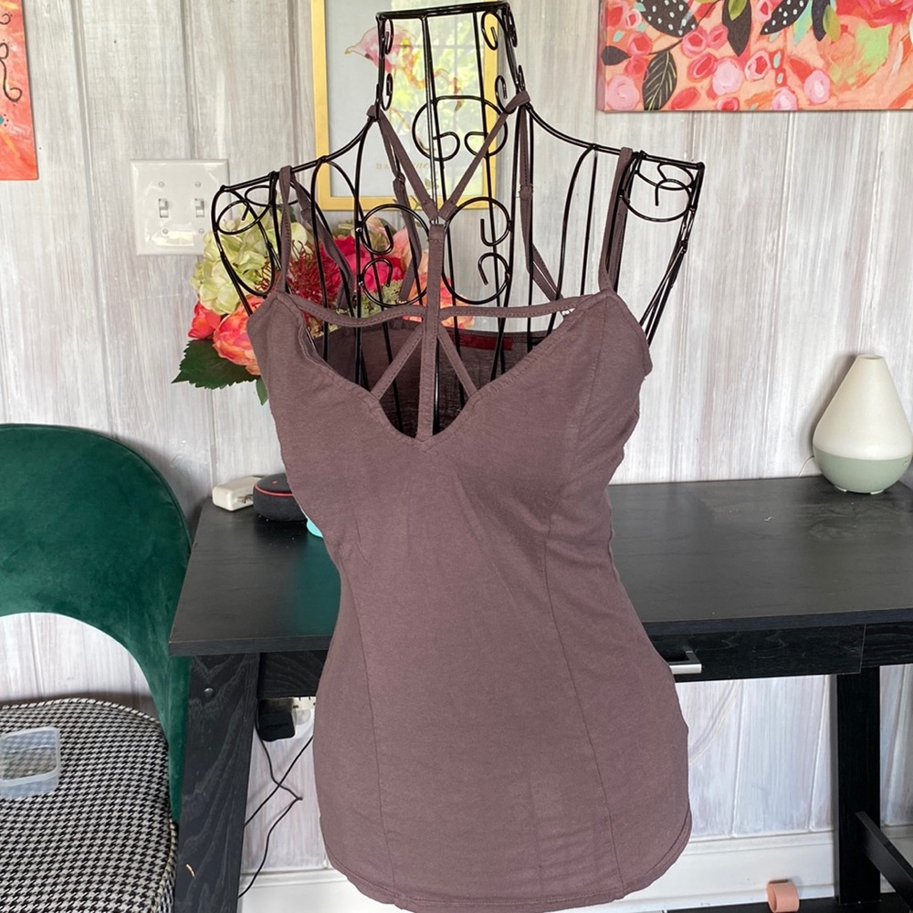 BKE Red strappy tank purplish grey Sz Small